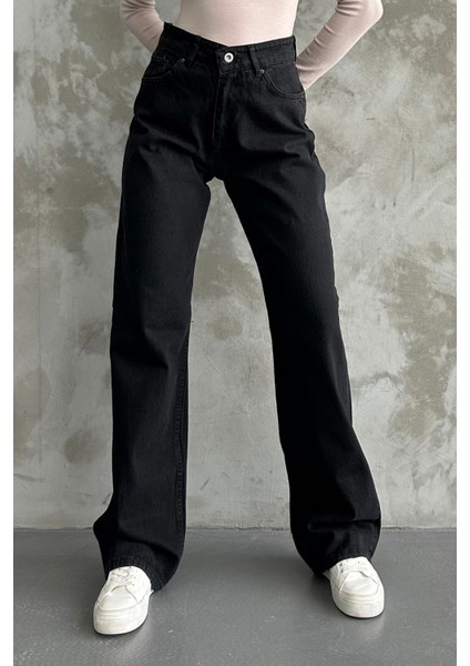 Kadın Yüksek Bel Jean Kot Palazzo Pantolon Siyah / 29 fiyatları