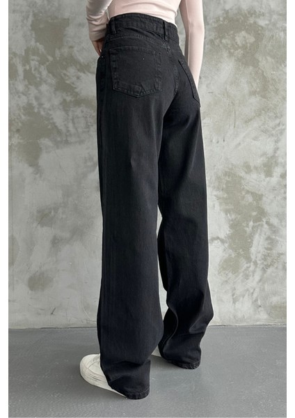 Kadın Yüksek Bel Jean Kot Palazzo Pantolon Siyah / 29 fırsatları