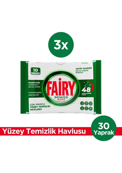 Yüzey Temizleme Mendili Beyaz Sabun 10 Yaprak 3 Adet | Beyaz Sirke Karbonat