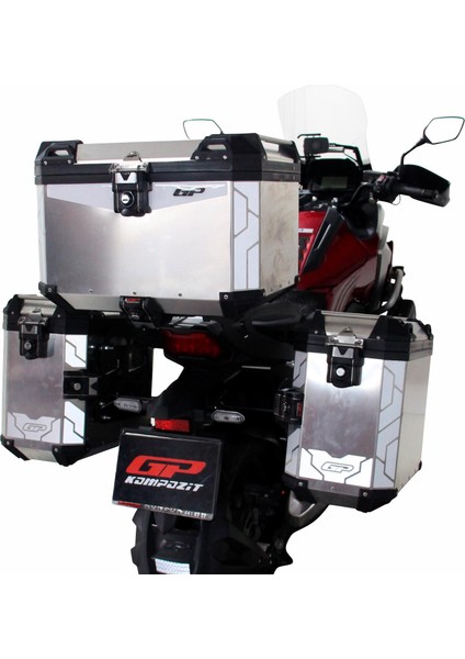 Universal 57+40+40 Lt Alüminyum Motosiklet Çanta Seti Gri modelleri