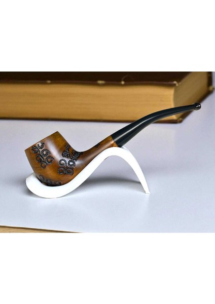 Yeşilimsi Ahşap Pipo | Ahlat Ağacı Pipo | Pearr Wood | Metal Filtreli | Pipo Sehpası Hediyeli