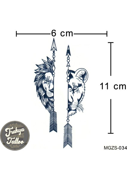 Yarı Kalıcı Dövme Aslan Figürlü Çift Dövmesi MGZS-034 fiyatları
