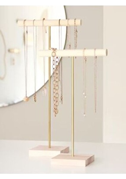 Zenith Zirve Double Ahşap Takı Organizeri Dekoratif Kolye Askısı Bileklik Aksesuar Düzenleyici indirimleri