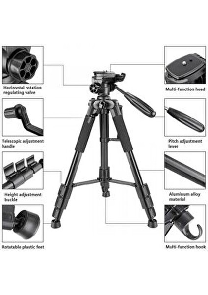 Neepho 8850 175 cm Ayarlanabilir 360° Dönebilen Taşıma Çantalı Tripod modelleri