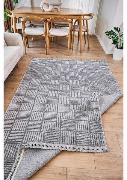 Anemon 6824 Gri - Polyester Dokuma Halı | İskandinav Salon Halısı modelleri