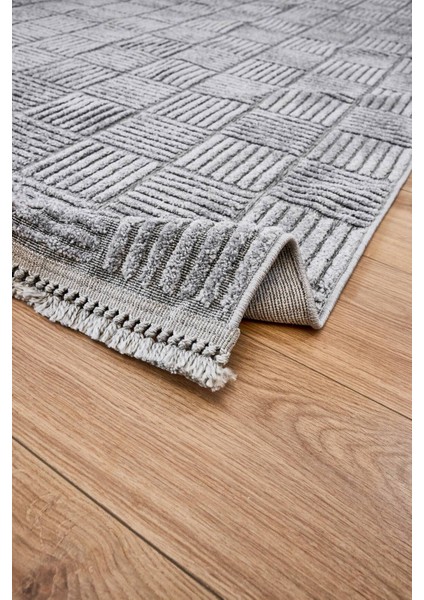 Anemon 6824 Gri - Polyester Dokuma Halı | İskandinav Salon Halısı