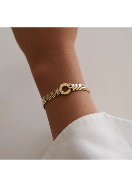 Kilitli Mega Yılan Altın Bileklik