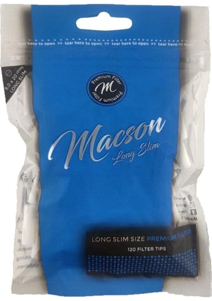 Mascon Long Slim Premium Tutun Filtresi,sünger Ağızlık Zıvana 6mm 1 Paket