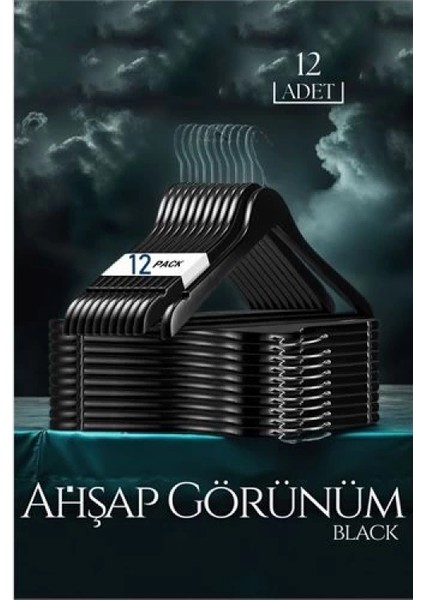 Siyah Ahşap Görünüm 12 Li Askı Seti Schönbuch Design fiyatları