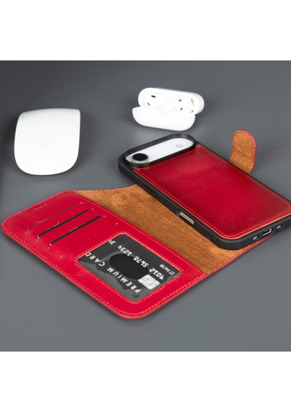 iPhone 17 Air Deri Cüzdanlı Kılıf – Rfıd ve Magsafe Uyumlu
