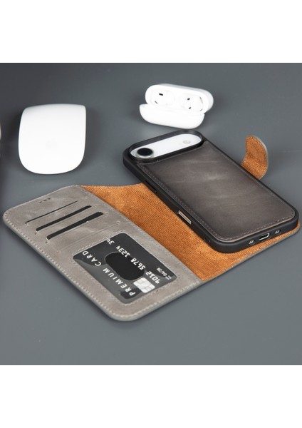 iPhone 17 Air Deri Cüzdanlı Kılıf – Rfıd ve Magsafe Uyumlu