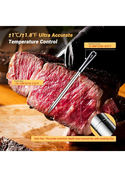 Int-14-Bw – Kablosuz Akıllı Et & Grill Termometresi (Wifi 2.4g + Bluetooth 5.4, 91M Sinyal, -Profesyonel Pişirme Için Yüksek Hassasiyetli Akıllı Termometre fırsatları