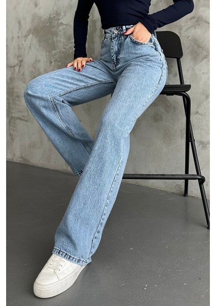 Kadın Yüksek Bel Jean Kot Palazzo Pantolon Kar Yıkama / 29 fiyatları