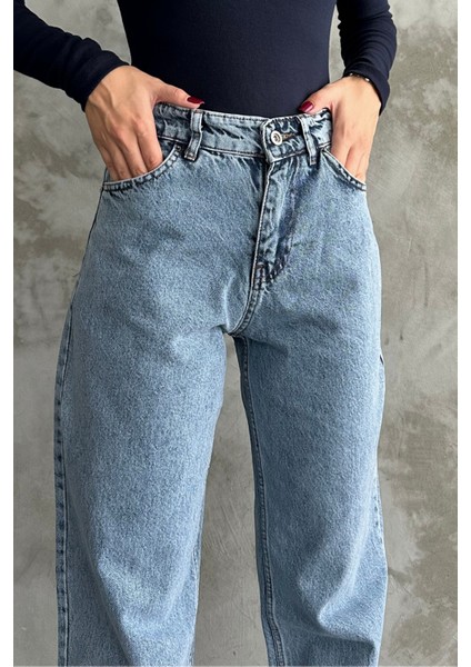 Kadın Yüksek Bel Jean Kot Palazzo Pantolon Kar Yıkama / 29