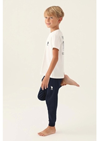U.s. Polo Assn Lisanslı Palm Tree Krem Erkek Çocuk Pijama Takımı fiyatları