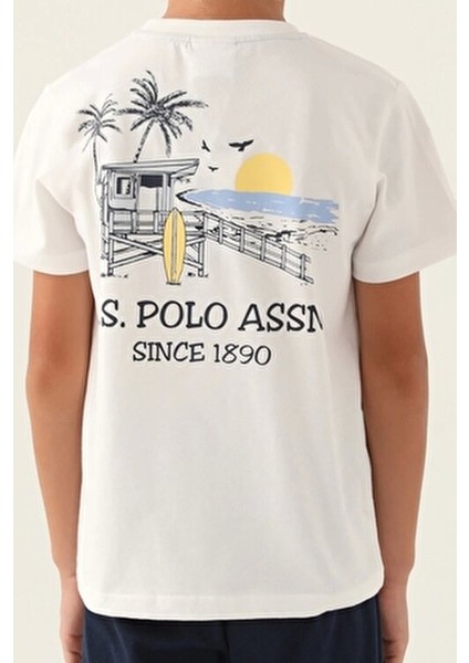 U.s. Polo Assn Lisanslı Palm Tree Krem Erkek Çocuk Pijama Takımı fırsatları