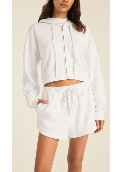 Kadın Crop Fermuarlı Kapüşonlu Sweatshirt fırsatları