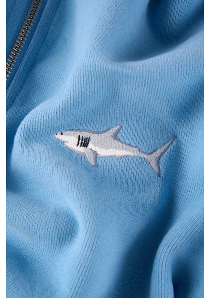 Büyük Beyaz Köpekbalığı Supersoft Quarter-Zip Sweatshirt - Açık Mavi fiyatları