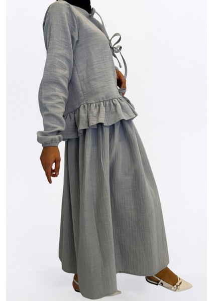 Müslin Etekli Takım-Rahat Kalıp Müslin Kumaş %100 Pamuk Coton Etekli Kadın Kimono Takım fiyatları