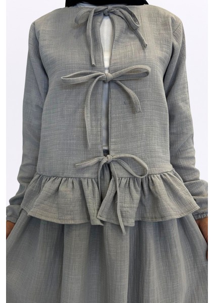 Müslin Etekli Takım-Rahat Kalıp Müslin Kumaş %100 Pamuk Coton Etekli Kadın Kimono Takım