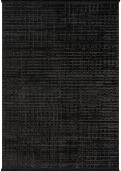 Modern Siyah Saçaklı Dokuma Halı Yolluk Antre Oturma Odası Salon Mutfak Halısı