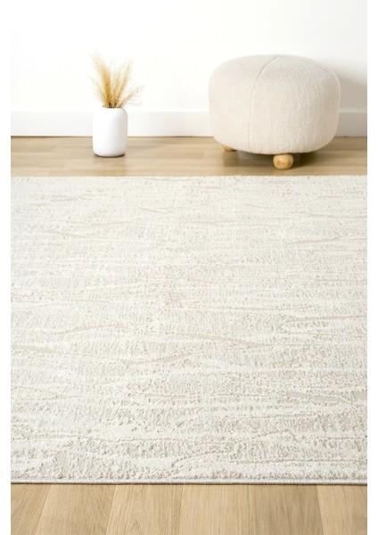 Modern Krem Saçaklı Dokuma Halı Yolluk Antre Oturma Odası Salon Mutfak Halısı