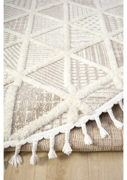 Krem Bej Dokuma Oval Halı Antre Çocuk Odası Oturma Odası Salon Mutfak Halısı Oval