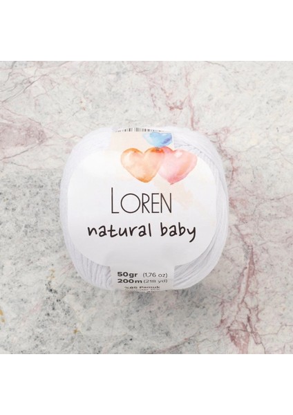 Loren Natural Baby Beyaz El Örgü Ipi - R001 - 33829