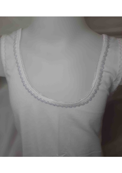 Beyaz Yakası ve Askıları Lila Renginde Oyalı %100 Pamuk Cotton Kalın Askılı Kız Çocuk Atlet fiyatları