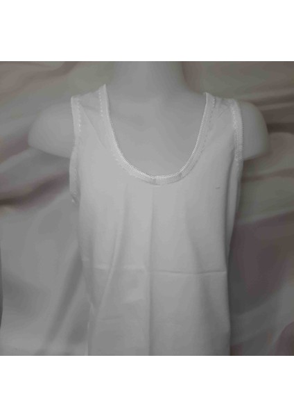 Beyaz Yaka ve Askılari Beyaz Oyalı Kalın Askılı %100 Pamuk Kız Çocuk Rahat Kullanışlı Atlet.