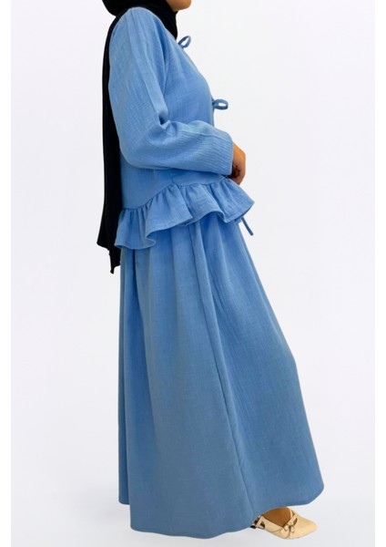 Müslin Etekli Takım-Rahat Kalıp Müslin Kumaş %100 Pamuk Coton Etekli Kadın Kimono Takım