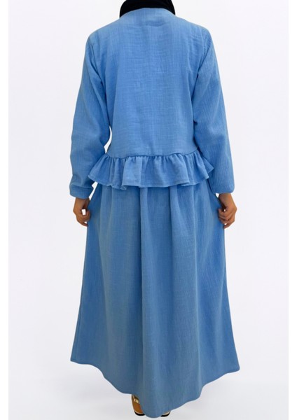 Müslin Etekli Takım-Rahat Kalıp Müslin Kumaş %100 Pamuk Coton Etekli Kadın Kimono Takım