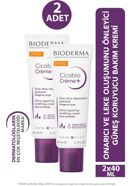 Bioderma Cicabio Creme SPF50+ 40 ml 2 Adet