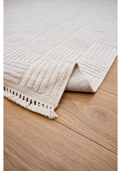 Anemon 6821 Beyaz - Polyester Dokuma Halı | Iskandinav Salon Halısı fiyatları