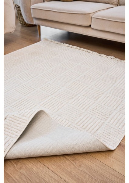 Anemon 6821 Beyaz - Polyester Dokuma Halı | Iskandinav Salon Halısı fırsatları
