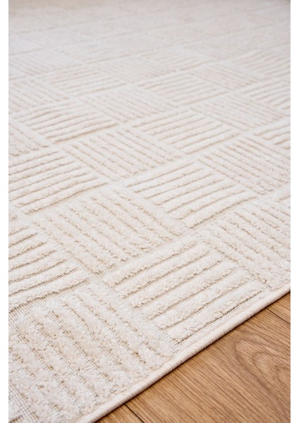 Anemon 6821 Beyaz - Polyester Dokuma Halı | Iskandinav Salon Halısı indirimleri