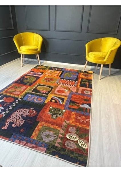 Çok Renkli Karma Şekil Leopar Yılan Vahşi Hayvan Desen Modern Dekoratif Halı 2310 modelleri