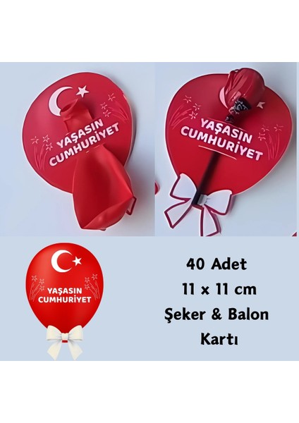 29 Ekim Cumhuriyet Bayramı Şeker & Balon Kartları (40 Adet ) fiyatları