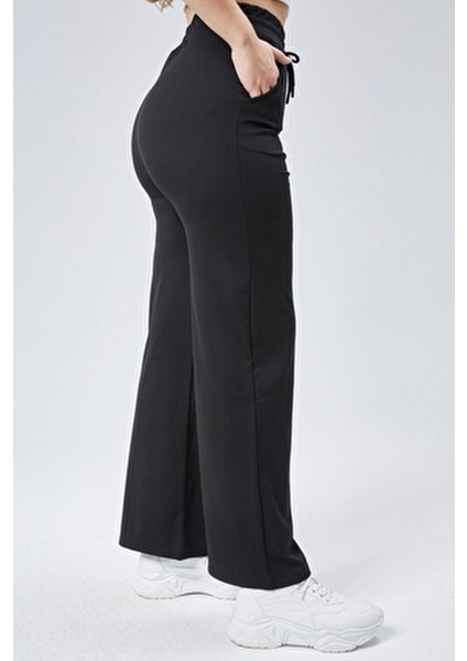 Curve Kadın Siyah Çift Cepli Beli Lastikli Boru Paça Fitilli Tayt Eşofman Altı fiyatları