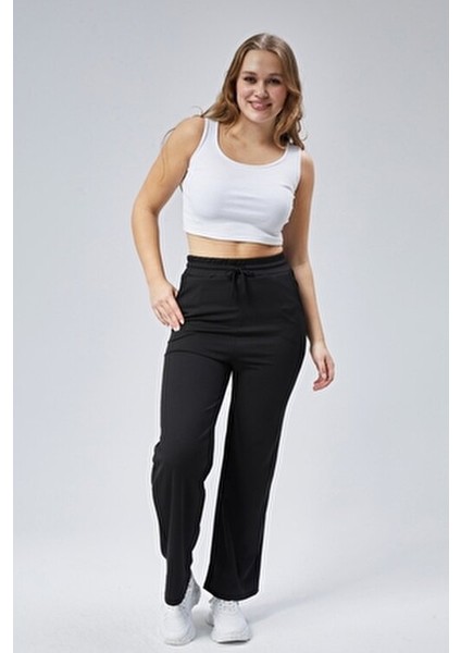 Curve Kadın Siyah Çift Cepli Beli Lastikli Boru Paça Fitilli Tayt Eşofman Altı fırsatları