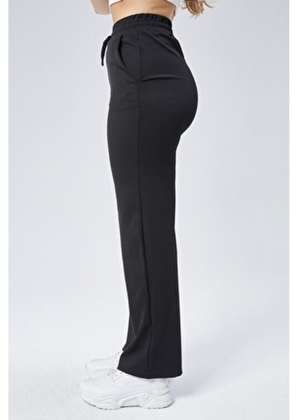 Curve Kadın Siyah Çift Cepli Beli Lastikli Boru Paça Fitilli Tayt Eşofman Altı indirimleri