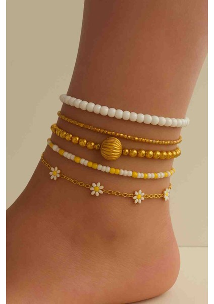 Çoklu Halhal Seti Boncuklu Set 4-5li