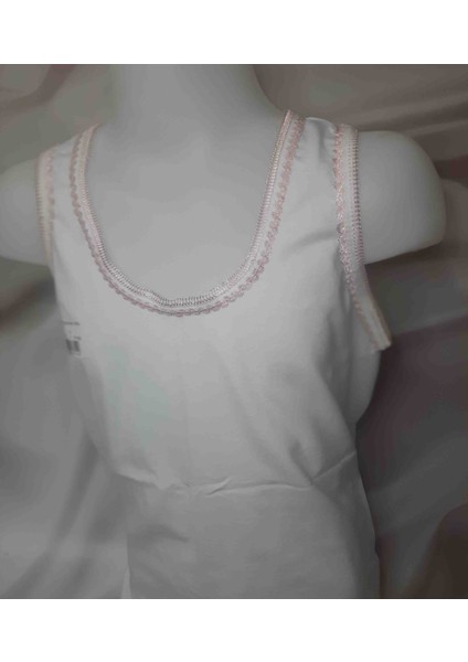 Beyaz Yaka ve Askıları Pudra Renginde Oyalı %100 Pamuk Rahat Kullanışlı Kız Çocuk Atlet fırsatları