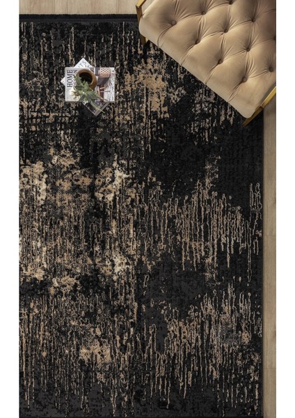 Modern Siyah Dokuma Halı Yolluk Antre Oturma Odası Salon Mutfak Halısı
