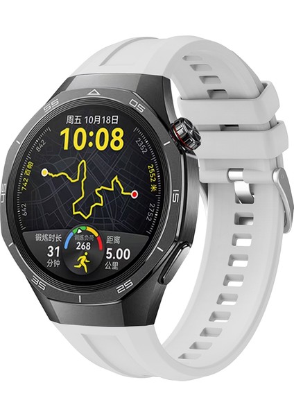 Huawei Watch Gt5 Pro 46MM Uyumlu Tygo KRD-130 Silikon Kordon Strap Kayış-Gri