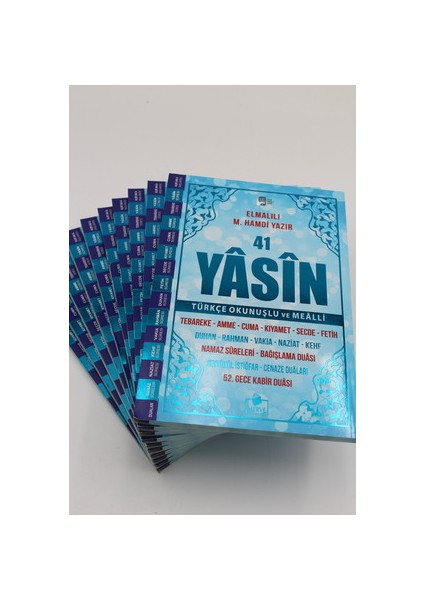 Hediyelik 10 Adet Geniş Içerik Yasini Şerif Mavi Renk Okunuşlu ve Mealli 144SHF. Orta BOY(17X24CM)