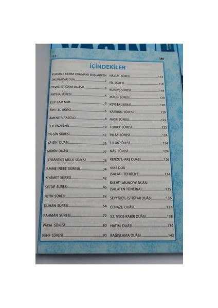 Hediyelik 10 Adet Geniş Içerik Yasini Şerif Mavi Renk Okunuşlu ve Mealli 144SHF. Orta BOY(17X24CM)