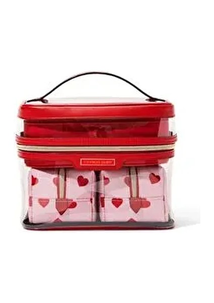 Beauty Sevgilier Günü Özel Kalpli Seri 4'ü 1 Arada Makyaj Çantası