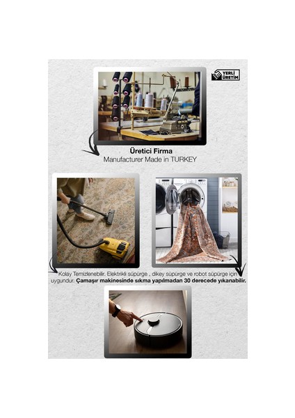 Bordo Bej Temalı Geleneksel Motif Etnik Çiçek Desenli Vintage Dekoratif Halı 2915 indirimleri