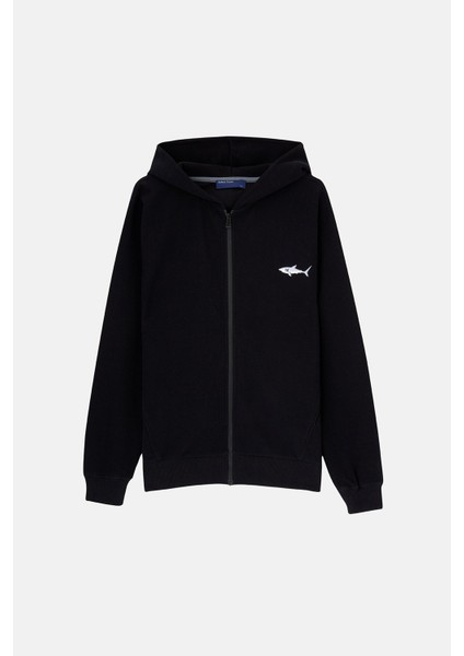 Büyük Beyaz Köpekbalığı Supersoft Full Zip Hoodie - Siyah